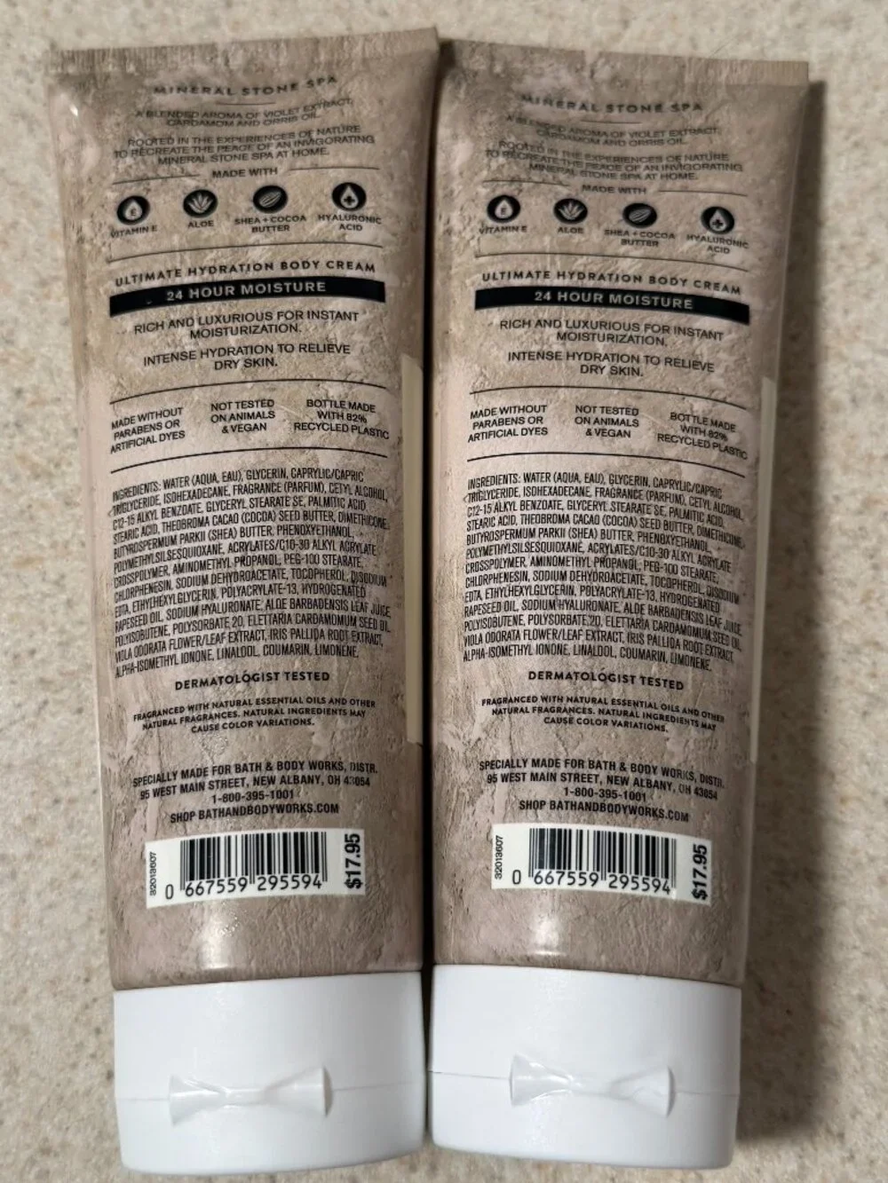 Bath & Body Works Mineral Stone Spa Ultimate Hydration Body Cream Lot 2x 8 oz
